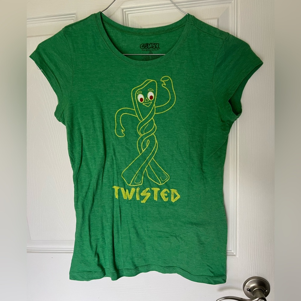Gumby Twisted short sleeve tee. Adorable. Light weight. Juniors large 11/13.